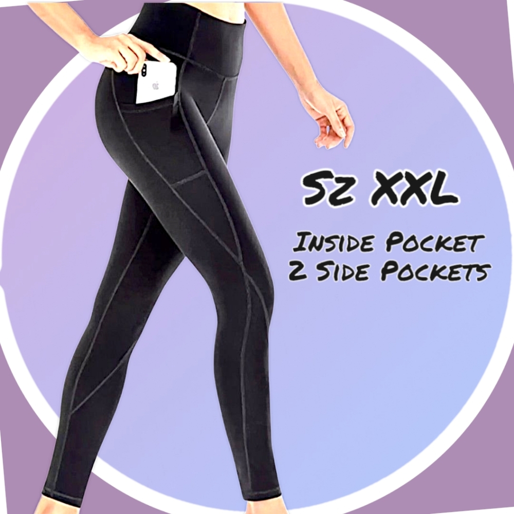 - Heath Yoga Sz XXL High Waist X-Line Leggings w 2 Side & 1 Hidden Inside …